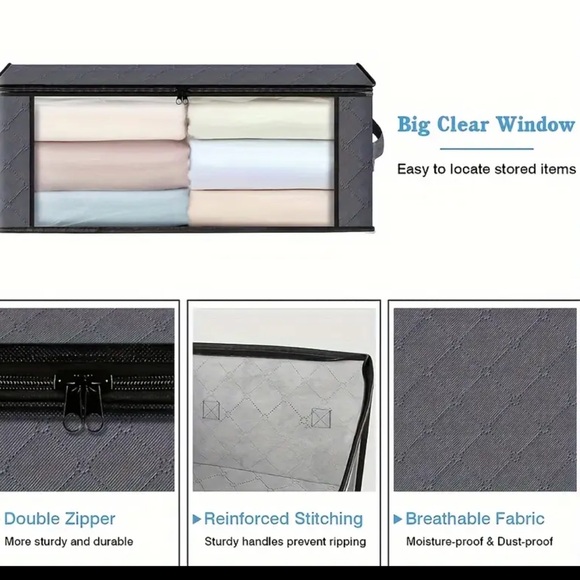 Foldable Gray Transparent Zipper Storage Organizer - Picture 7 of 7